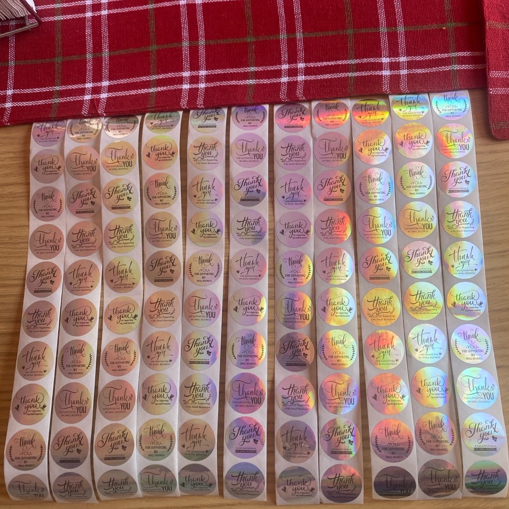 110 Holographic Thank you stickers